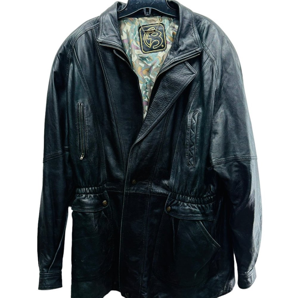 Italy Natural Genuine Lambs Skin Leather Men's Trench Coat - Size Large